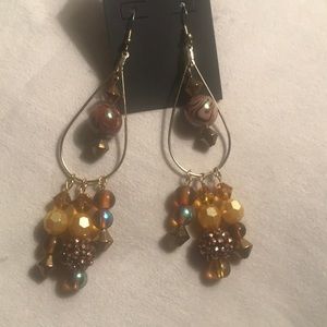 love, Savvy Bronze/Gold Rhinestone Beaded Chandelier Earrings